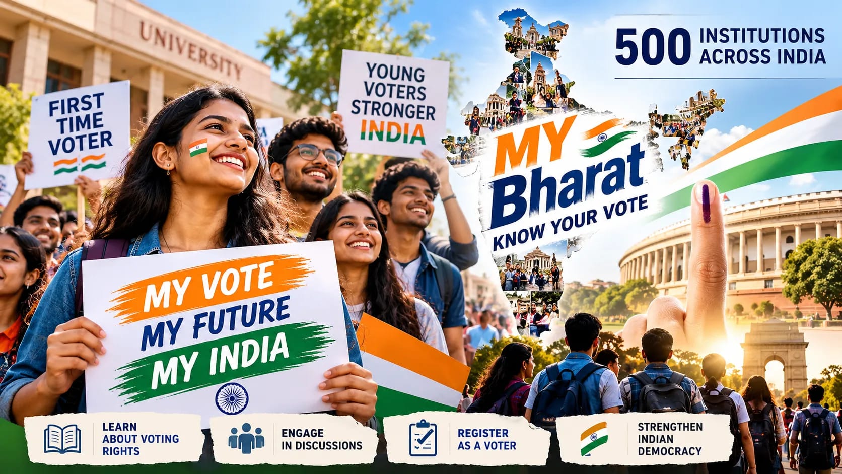 Youth Voter Awareness Campaign 2026: MY Bharat Reaches 500 Institutions to Encourage First-Time Voters Across India