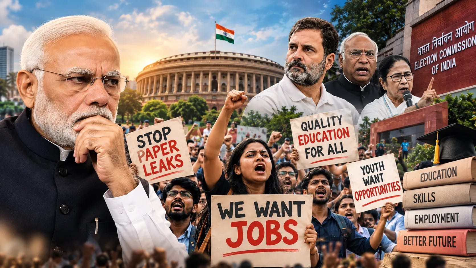 India's Youth Protests Put Modi Government Under Pressure: Unemployment, Exam Controversies and Gen Z Demands Take Centre Stage India's Youth Protests Put Modi Government Under Pressure: Unemployment, Exam Controversies and Gen Z Demands Take Centre Stage