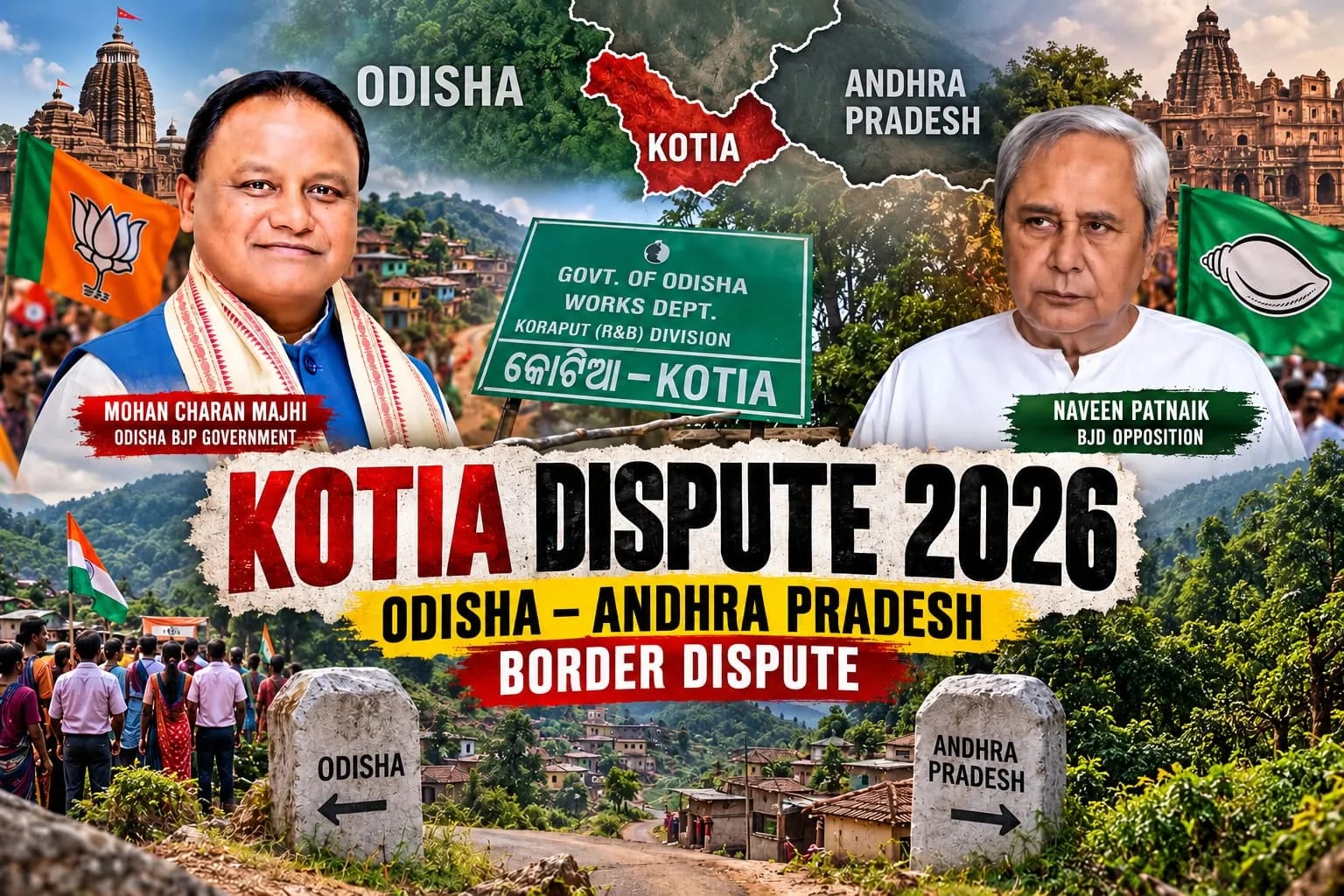 Kotia Dispute 2026: Mohan Majhi vs Naveen Patnaik as Odisha–Andhra Pradesh Border Row Intensifies Kotia Dispute 2026: Mohan Majhi vs Naveen Patnaik as Odisha–Andhra Pradesh Border Row Intensifies