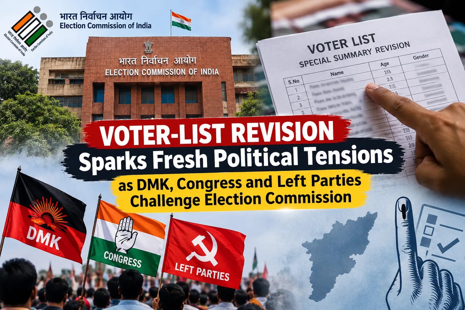 Voter List Revision Row 2026: DMK, Congress and Left Parties Walk Out of Chennai Meeting Voter List Revision Row 2026: DMK, Congress and Left Parties Walk Out of Chennai Meeting