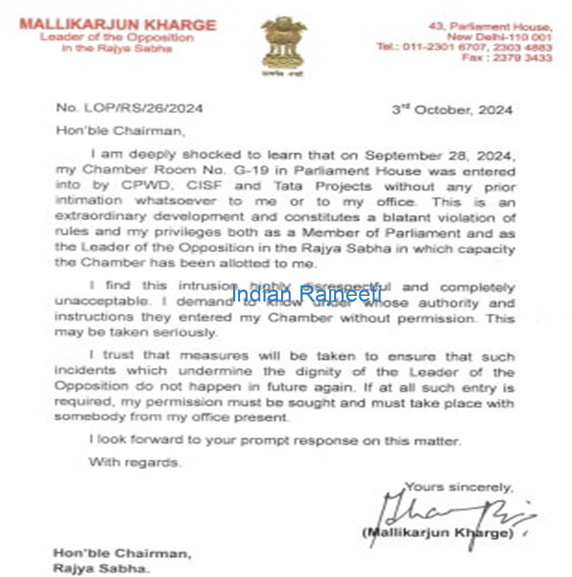 image INC Mallikarjun Kharge writes a letter to Jagdeep Dhankhar